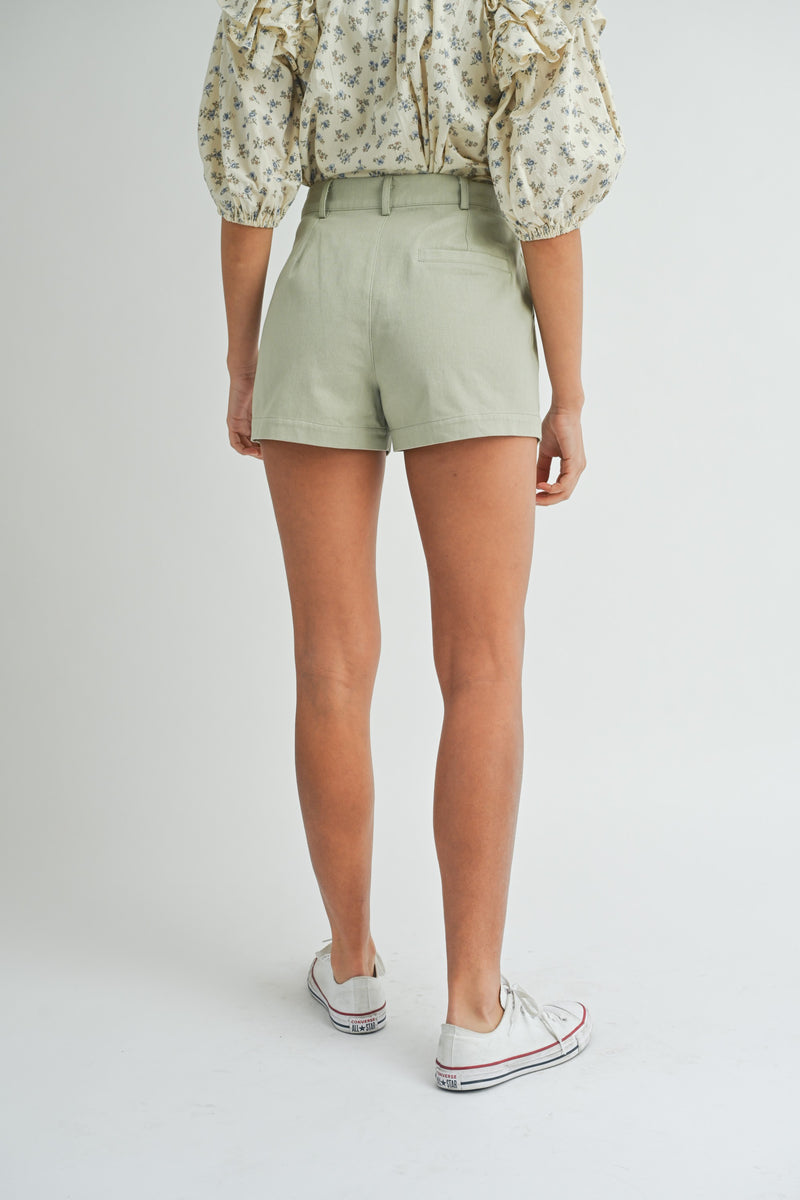 Pleat Front Shorts