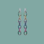 Pave Link Drop Earrings - Multicolor