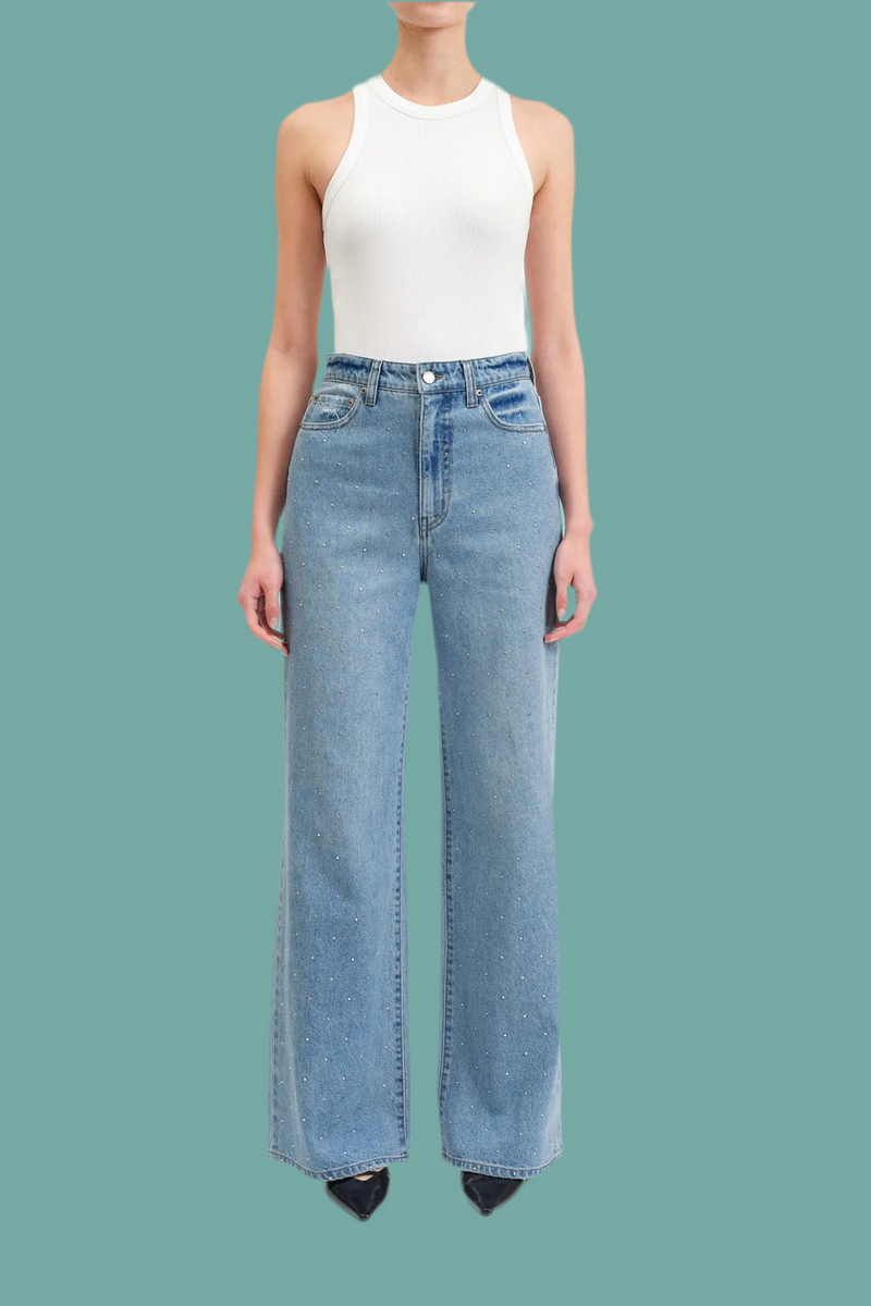 Far Out High Rise Wide Leg Jean - Twinkle