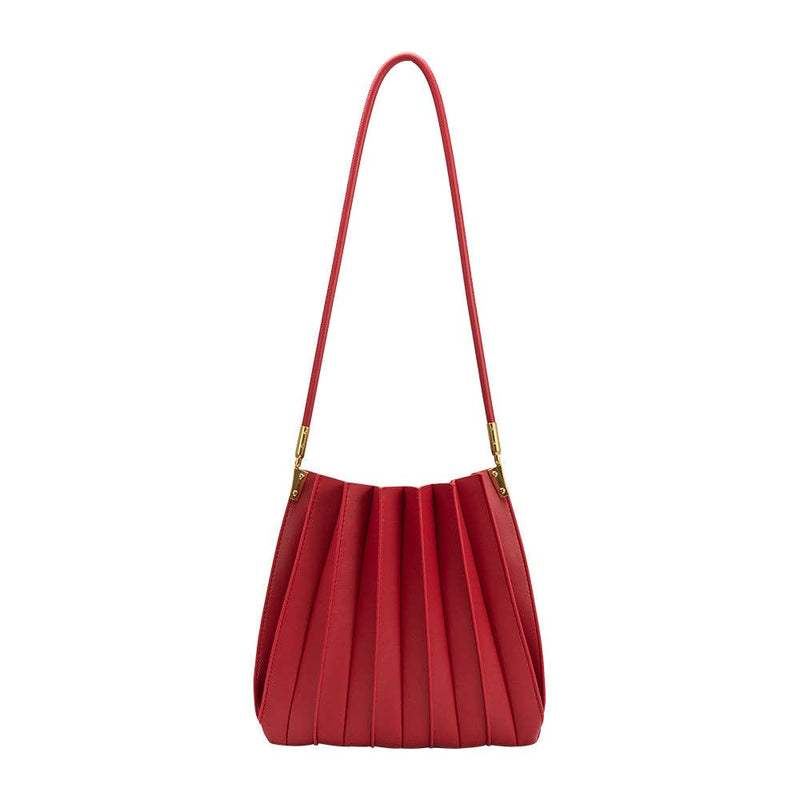 Carrie Pleated Shoulder Bag - Red