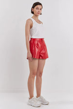 Red Hot Leather Shorts