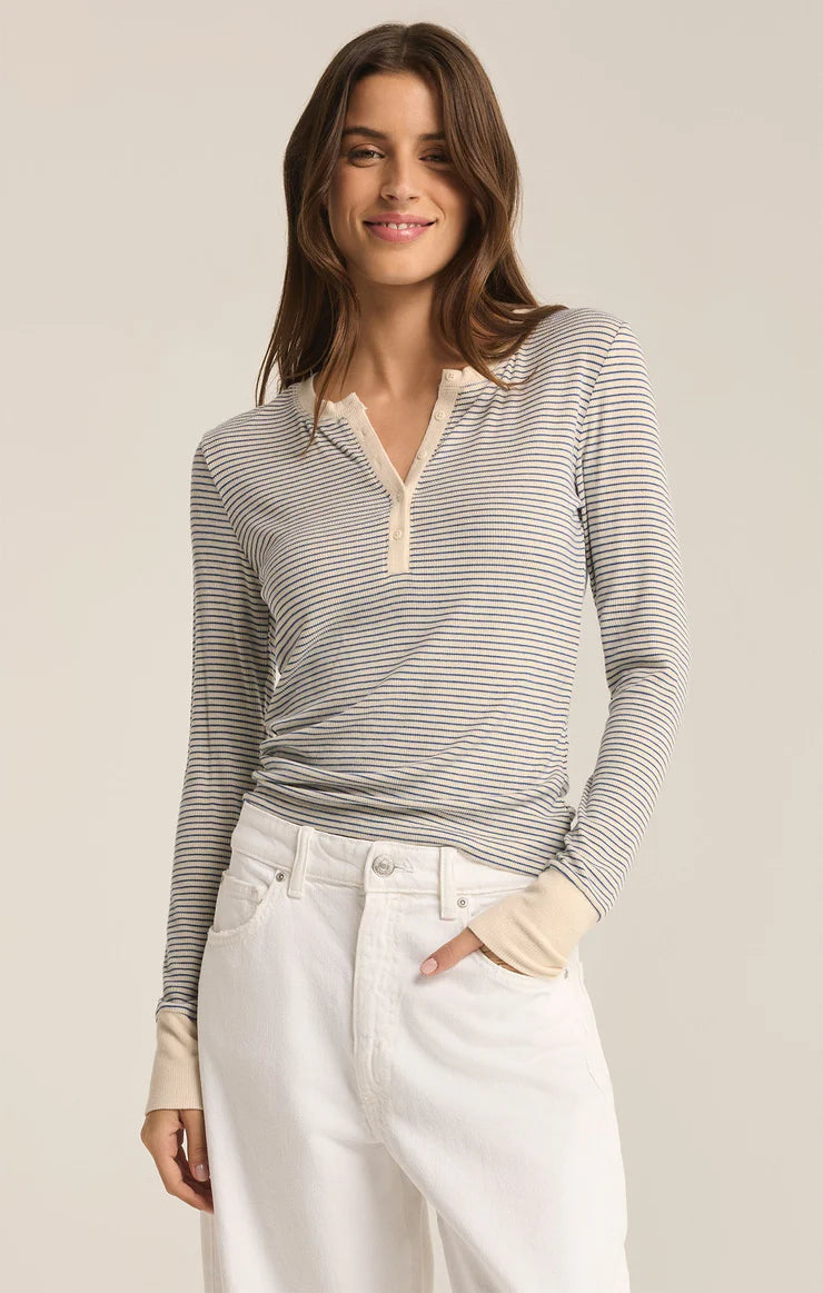 Scarlett Stripe Rip Henley Top