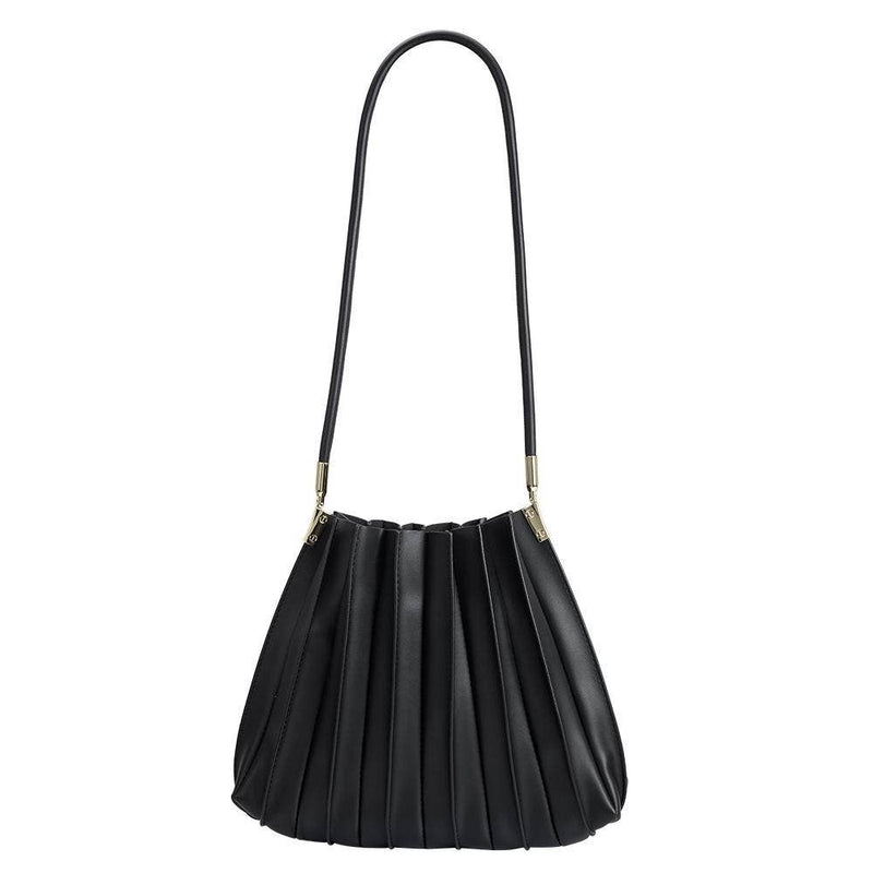 Carrie Pleated Shoulder Bag - Black