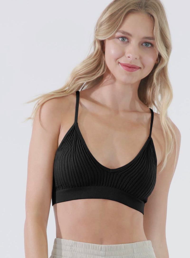 Ribbed V-Neck Bralette