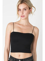 Skinny Strap Ribbed Cropped Cami